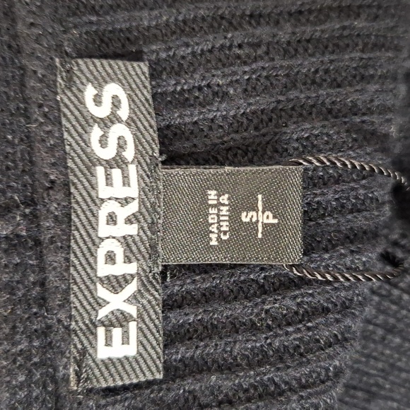Express NEW Black Flutter Sleeve Ribbed Knit Bodycon Night Out Dress Size S - Picture 10 of 13